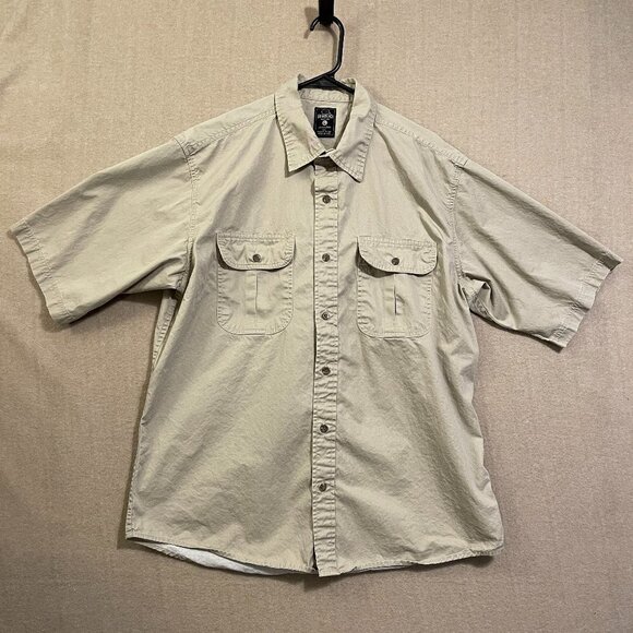 Redhead Shirt Men's Large Tan Button Down Short Sleeves - Picture 1 of 12